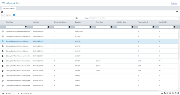Workflow Actions Grid